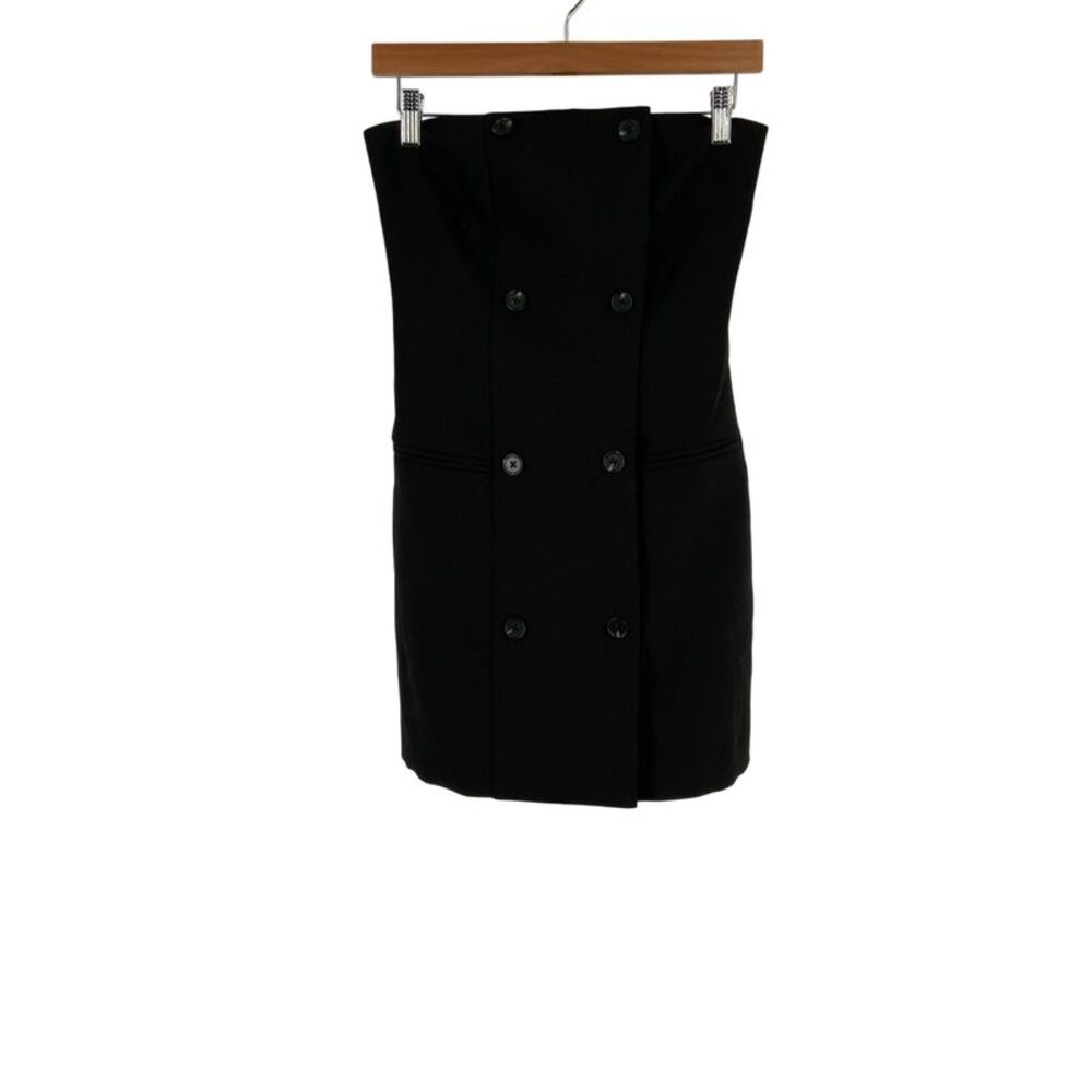 French Connection Azra Twill Strapless Mini Dress Black 0